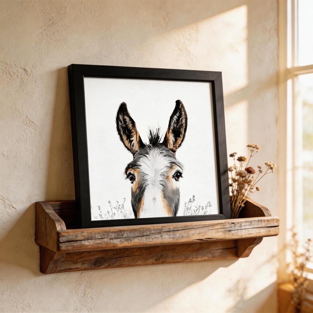 Peekaboo Donkey Framed Art